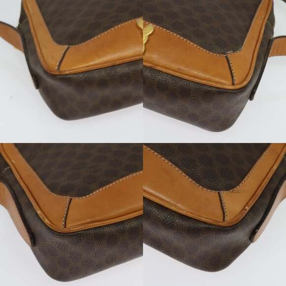 CELINE Macadam Canvas Shoulder Bag Pvc Leather Brown Gold - Picture 10 of 12